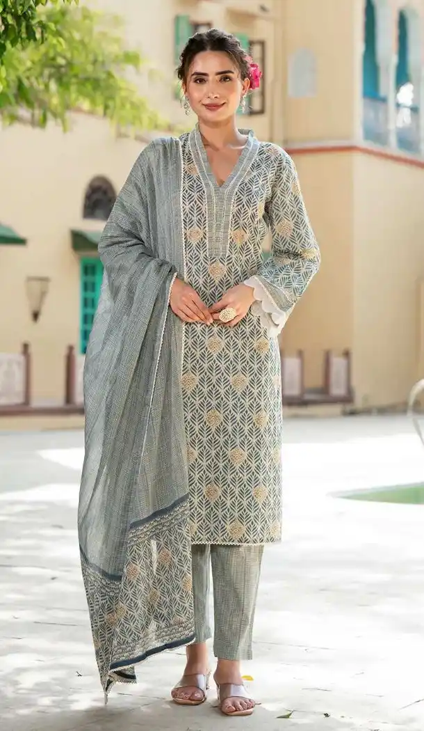 Grey Cotton Digital Salwar Suit – FHR214010