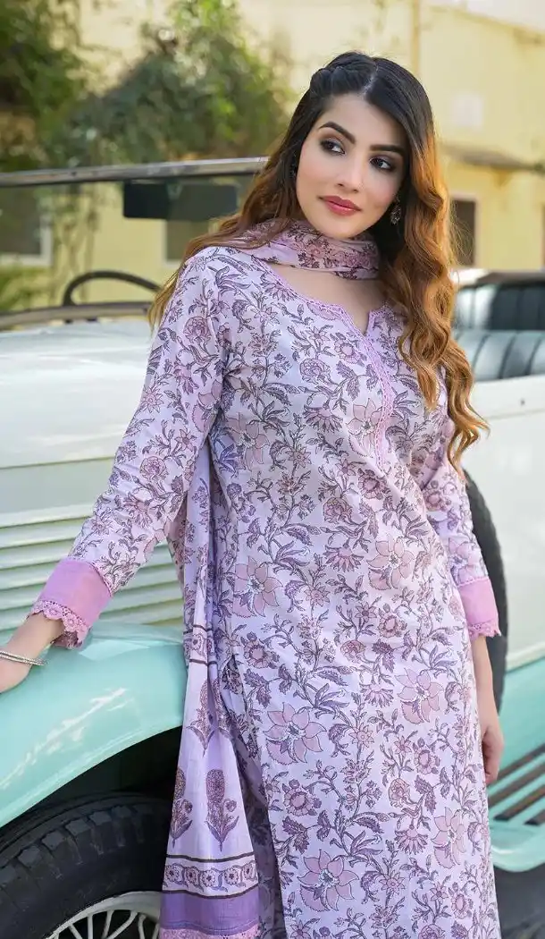 Light Purple Cotton Digital Salwar Suit – FH214011