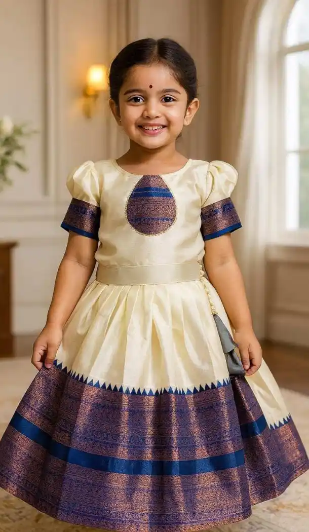 Girls Cream Lichi Silk Lehenga Choli – FH214047