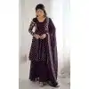 Order Plus Size Wine Crunchy Silk Festive Sharara Suit – FH214078