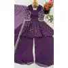 Order Plus Size Wine Crunchy Silk Festive Sharara Suit – FH214078