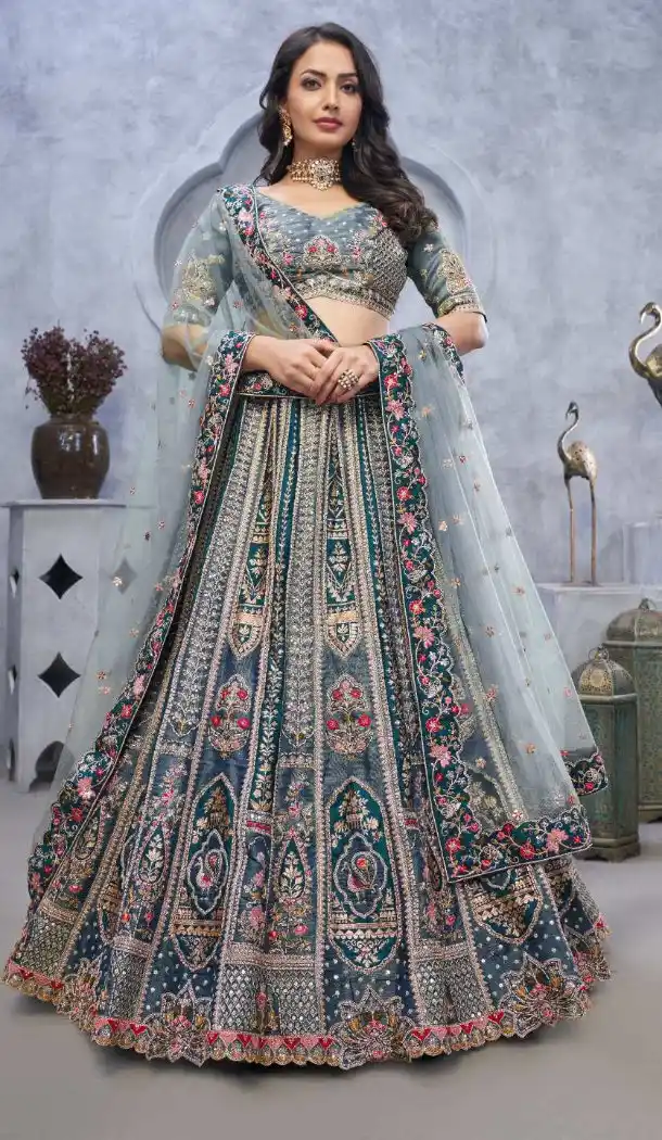 Multi Banarasi Silk Wedding Lehenga Choli – FH213959