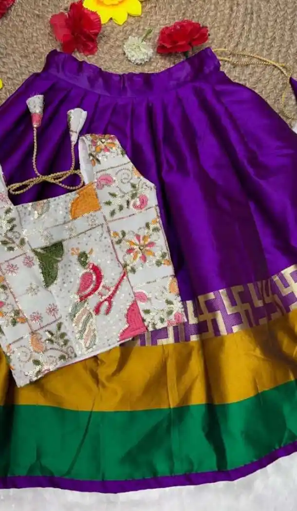Purple Lichi Silk Kids Lehenga Choli – FH214084