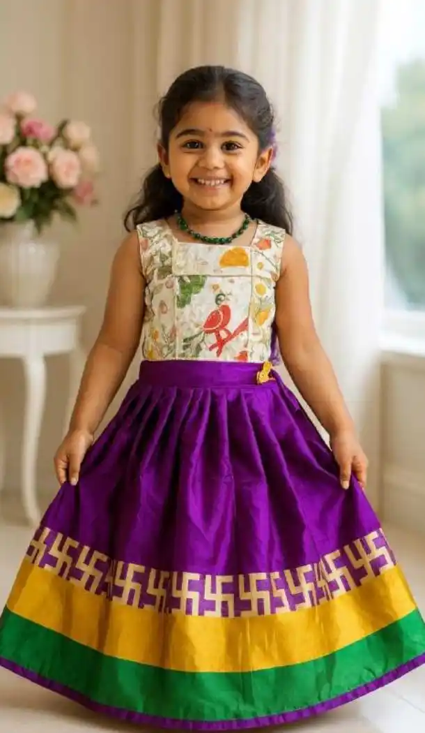 Purple Lichi Silk Kids Lehenga Choli – FH214084