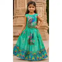 Blue Chinon Kids Lehenga Choli – FH214085