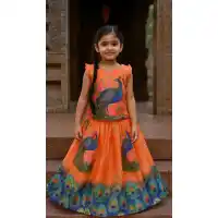 Orange Chinon Kids Lehenga Choli – FH214087