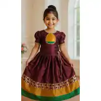 Dark Burgundy Lichi Silk Kids Lehenga Choli – FH214088