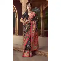 Black Silk Printed Saree for Women – 214188
