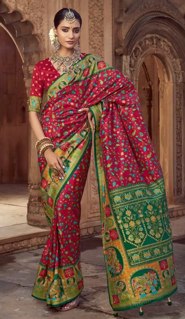 Pink Silk Printed Saree for Women – 214190