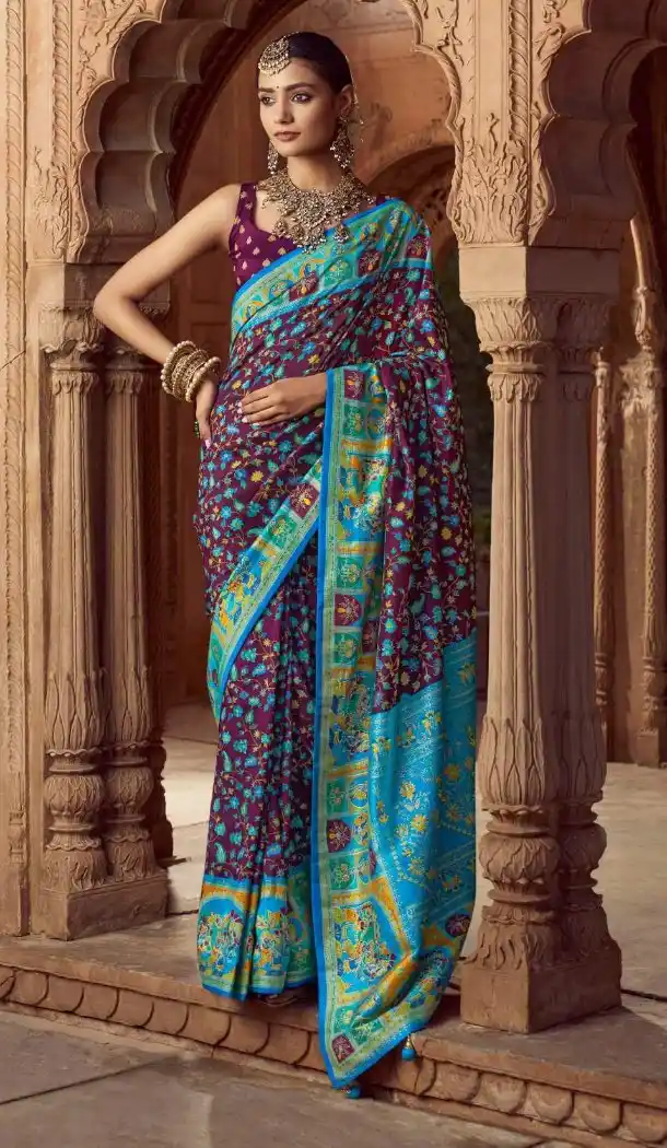 Wine Silk Printed Saree for Women – 214191