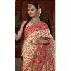 Buy Cream Silk Plus Size Printed Saree Online – 214192
