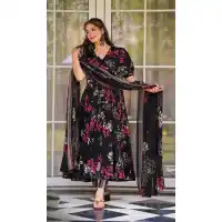 Black Maslin Heavy Digital Printed Salwar Suit for Women – 214206