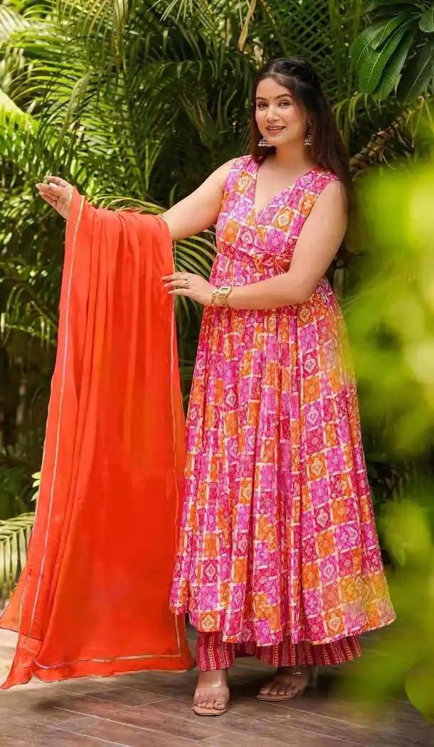 Multi Maslin Heavy Digital Printed Salwar Suit – Women – 214209