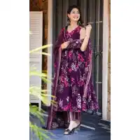 Wine Maslin Heavy Digital Printed Salwar Suit for Women – 214210