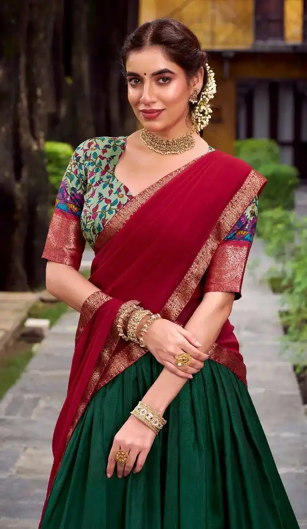 Green Aastha Silk Zari Lehenga Choli for Women – 214224