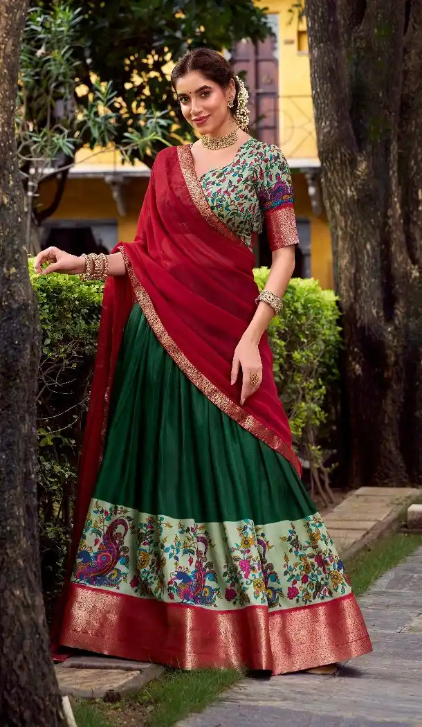 Green Aastha Silk Zari Lehenga Choli for Women – 214224