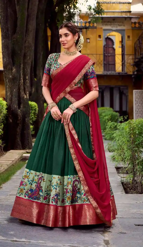 Green Aastha Silk Zari Lehenga Choli for Women – 214224