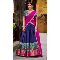 Navy Blue Aastha Silk Zari Lehenga Choli – 214225