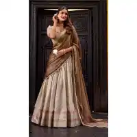 Cream Dhupion Silk Zari Lehenga Choli for Women – 214358