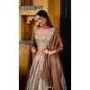 Buy Cream Dhupion Silk Plus Size Party Wear Lehenga Choli Online – 214358