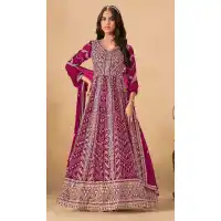 Pink Faux Georgette Heavy Work Anarkali Suit – 214251