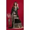 Black Plus Size Chinnon Silk Sharara Suit – Perfect for Eid – 214424