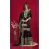 Black Plus Size Chinnon Silk Sharara Suit – Perfect for Eid – 214424