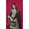Green Plus Size Chinnon Silk Sharara Suit for Elegant Eid Look – 214425