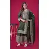 Green Plus Size Chinnon Silk Sharara Suit for Elegant Eid Look – 214425