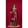 Maroon Plus Size Chinnon Silk Sharara Suit for Festive Eid Wear – 214426