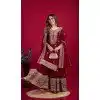 Maroon Plus Size Chinnon Silk Sharara Suit for Festive Eid Wear – 214426
