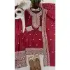 Maroon Plus Size Chinnon Silk Sharara Suit for Festive Eid Wear – 214426