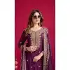 Purple Plus Size Chinnon Silk Sharara Suit for Eid Celebrations – 214428