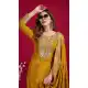 Yellow Festive Chinnon Silk Sharara Suit with Embroidery – 214429
