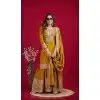 Yellow Plus Size Chinnon Silk Sharara Suit – Ideal for Eid – 214429