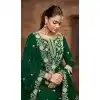 Green Plus Size Vichitra Silk Lehenga Suit for Eid – 214451
