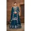 Teal Blue Plus Size Vichitra Silk Lehenga Suit for Eid Style – 214453