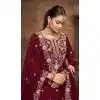 Maroon Plus Size Vichitra Silk Lehenga Suit – Eid Wear – 214454