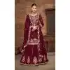 Maroon Plus Size Vichitra Silk Lehenga Suit – Eid Wear – 214454