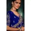 Buy Royal Blue Georgette Embroidered Saree Plus Size – 214542