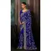Buy Royal Blue Georgette Embroidered Saree Plus Size – 214542