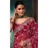Dark Pink Georgette Embroidered Saree Plus Size – 214544