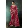 Dark Pink Georgette Embroidered Saree Plus Size – 214544