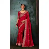 Pink Georgette Designer Embroidery Saree – 214547