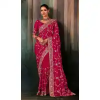 Pink Georgette Embroidery Designer Saree – 214549