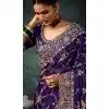 Purple Georgette Embroidered Saree Plus Size – 214550