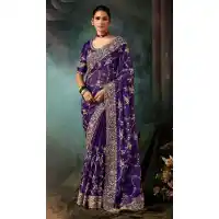 Purple Georgette Embroidered Designer Saree – 214550