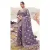 Buy Purple Pure Tissue Embroidery Saree Plus Size Online – 214767