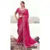 Buy Rani Pink Satin Silk Embroidery Saree Plus Size – 214769