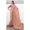 Shop Pink Pure Tissue Embroidery Saree Plus Size Online – 214772